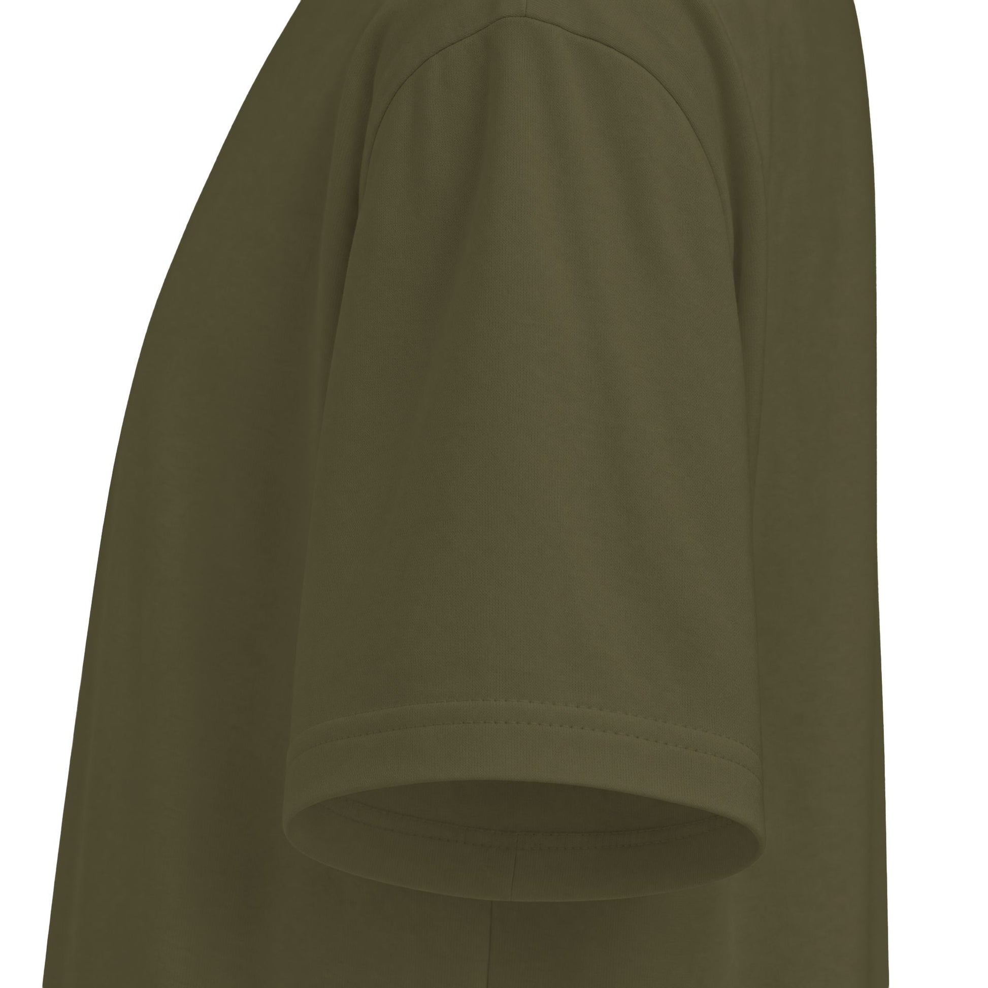 Proudly Clowded Fishing Man Tee — sleeve detail, Hunter Green