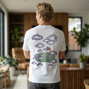 Hole with American Flag T-Shirt and non pocket | Cloudy Sky Graphic