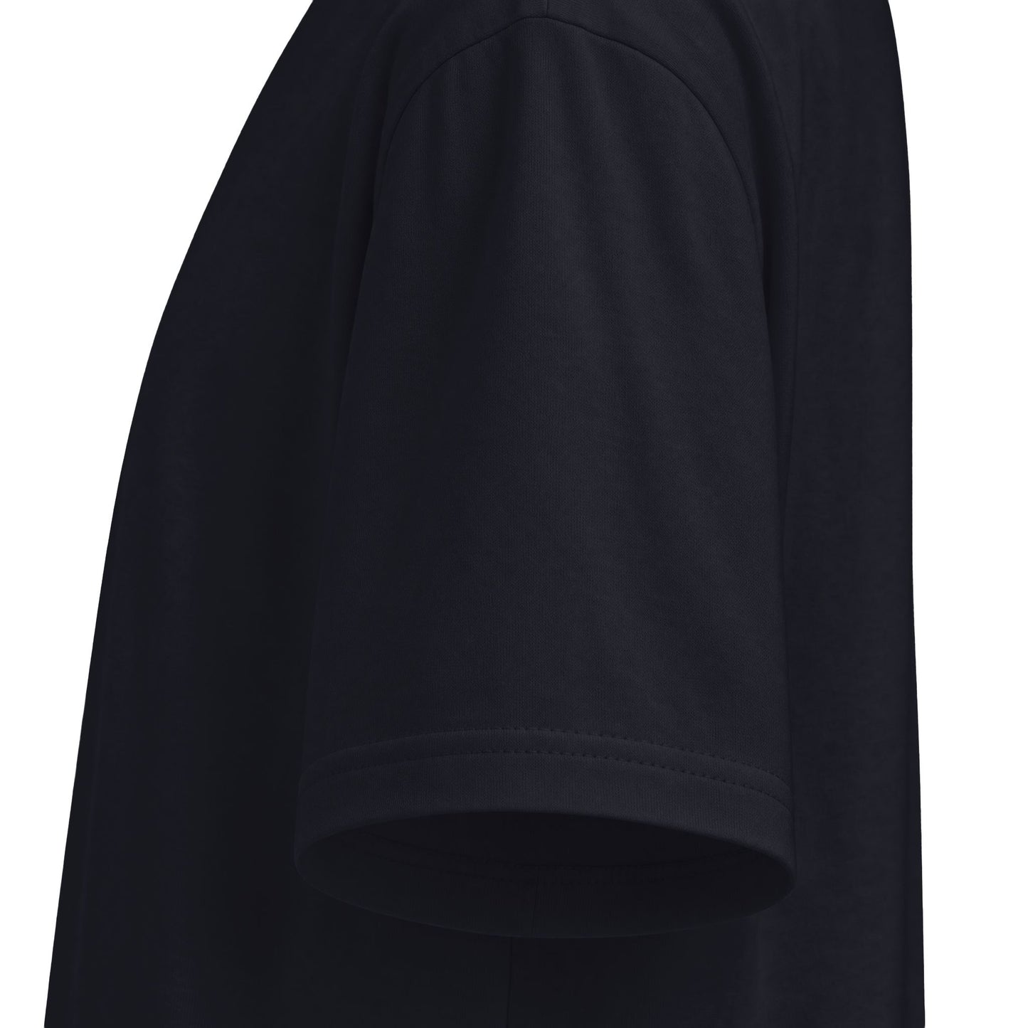 Proudly Clowded Fishing Man Tee — sleeve detail, Navy